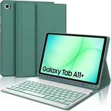 IVEOPPE Tastatur für Samsung Galaxy Tab A11 Plus 11", Hülle mit Tastatur für Teblet Samsung A11 +, Magnetisch Bluetooth Beleuchtung Keyboard Galaxy Tab A9+/A11+ 11 Zoll SM-X230/X236B, Dunkelgrün