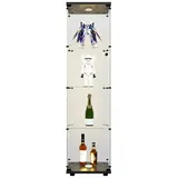 FUROKOY Glasvitrine Standvitrine, Modern Glas Vitrinenschrank (4 Lagen Glasvitrine mit 1 Glastür, Sammlervitrine, für Sammlerstücke Bücher Wein, 42 x 36 x 164 cm) schwarz