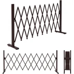Alu Absperrgitter HWC-K56, Scherengitter Schutzgitter Zaun, ausziehbar schwenkbar Stahl 103x36-265x31cm, braun