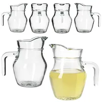 Mambocat Valentin 6er Set Glaskrug Milch-Kanne mit Henkel Wein-Karaffe Limo Saft,