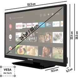 TELEFUNKEN XH24AN550MV 24 Zoll Fernseher/Android Smart TV (HD Ready, HDR, Triple-Tuner, 12 Volt, Bluetooth)