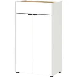 Kratzfeste Kommode in Navarra-Eiche mit Schublade, 60x34x98 - `Avis` Serie für Bad. Farbe: Weiß-Beige | Kadima Design
