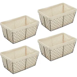 mDesign 4er-Set Aufbewahrungskörbe aus Metall – großer Drahtkorb mit Stoffeinlage – Aufbewahrungssystem für Küche, Speisekammer, Badezimmer und Wohnzimmer – bronzefarben