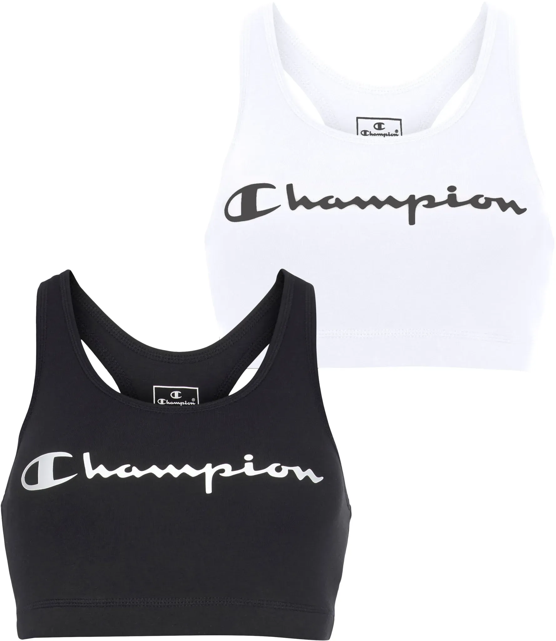 Sport-BH CHAMPION, Damen, Gr. M (36), N-Gr, schwarz-weiß (schwarz, weiß), Obermaterial: 95% Baumwolle, 5% Elasthan, BHs Sport-BH BH