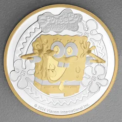 Silbermünze 2oz SpongeBob Schwammkopf 2024 (vergoldet) (Tuvalu)