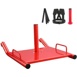 VEVOR Zugschlitten für Krafttraining, Fitness-Kraft-Geschwindigkeitstrainingsschlitten, Trainingsgerät aus Stahl für Geschwindigkeitsverbesserung, für 2-Zoll-Gewichtsplatten, Rot