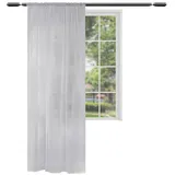 Woltu Gardinen transparent mit Kräuselband Vorhang Leinenoptik Halbtransparent Voile Leinenvorhang Stores Fensterschal Dekoschal Wohnzimmer Kinderzimmer Schlafzimmer, 140x245 cm Dunkelgrau (1 Stück)