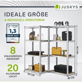 Juskys Lagerregal Easy 2er Set - Schwerlastregal 160x80x40 cm 8 Böden - Metall 80x160x40 Freizeit, Heimwerken, Werkstatt