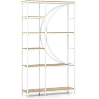 Costway Geometrisches Bücherregal 100 x 30 x 177 cm Weiß