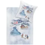 Estella Mountain Lake Flanell Silber 155 x 220 cm + 80 x 80 cm