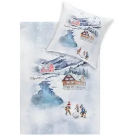 Estella Mountain Lake Flanell Silber 155 x 220 cm + 80 x 80 cm