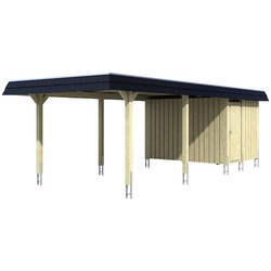 SKANHOLZ Carport »Wendland«, BxT: 362 x 870 cm, Firsthöhe: 243 cm, farbbehandelt - braun