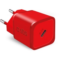 SBS 20-W-GaN-Power Delivery-Ultra-Schnellladegerät (20 W, Power Delivery), USB Ladegerät für Mobilgeräte Kopfhörer, Tragbarer Lautsprecher, Smartphone, Smartwatch, Tablet Rot
