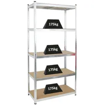 Proregal Schwerlastregal Giant Ragnar HxBxT 200 x 100 x 50 cm Fachlast 175kg | Verzinkt Kellerregal, Steckregal, Garagenregal, Lagerregal