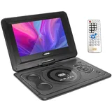 Riloer Tragbarer Auto-DVD-Player mit 13,9-Zoll-HD-Schwenkbildschirm, wiederaufladbarem Akku, AV- und TV-Funktion, Multiformat, Mehrsprachigkeit, SD-Kartensteckplatz und USB-Anschluss