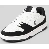 Ledersneaker mit Label-Details, Weiss, 42