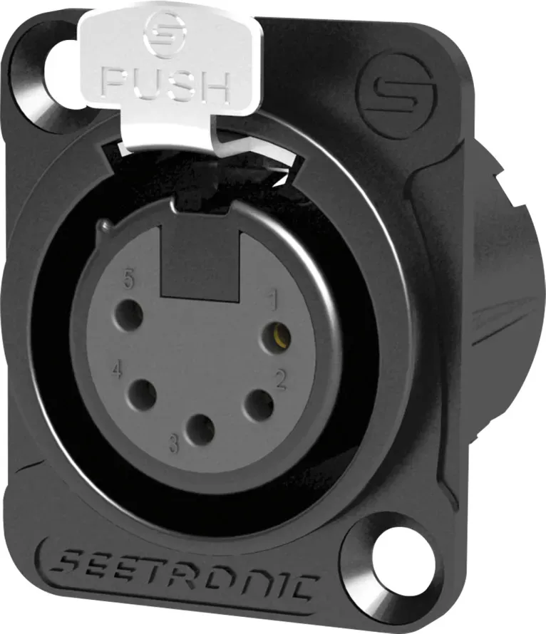 Seetronic XLR 5P Chassis - female Goldkontakte - schwarzes Gehäuse