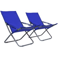 Prolenta Premium Klappbare Strandstühle 2 Stk. Stoff Blau