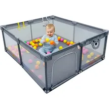 Relaxdays Relaxdays, Laufstall Baby mit 50 Bällen Grau