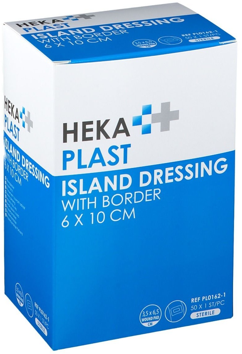 HEKA PLAST ISLAND DRESSING With border 6 x 10 cm 50 pc(s) pansement(s)