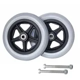 BEEGMA 2 Stück Rollstuhlrad Rollstuhl Vorderrad Gummi 6/7/8in Vollreifen Ersatzräder Grau Räder Caster Möbelrollen Durchmesser 14/15/17/19/20cm(16-17cm(7in))