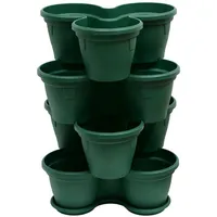 ENGELLAND® 4X Blumentopf, Säulentopf, Pflanzturm, Hochbeet, Pflanztopf-Kübel mit Untersetzer,