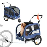 Hundeanhänger 45 Kg 2in1 Fahrradanhänger Kohlenstoffstahl + 600d Oxford-gewebe + Pp Faltbar 1440 X 725 X 845 Mm Als Anhänger 1320 X 725 X 920 Mm Als Kinderwagen Hundebuggy Jogger Anhänger Blau