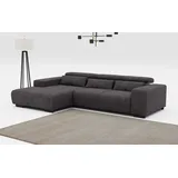 Cotta Ecksofa »Side L-Form, mit Kopfteilverstellung & 3 Nierenkissen«, optional motorische Sitztiefenverstellung schwarz