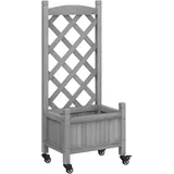 vidaXL Pflanzkübel mit Rankgitter und Rollen 60 x 30 cm Grau