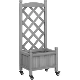 vidaXL Pflanzkübel mit Rankgitter und Rollen 60 x 30 cm Grau
