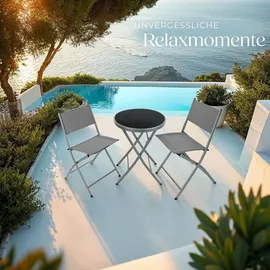 Tectake Bistro-Set, klappbar, für 2 Personen, - Grau