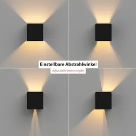ledscom.de Wandleuchte CUBEL für außen, IP65, Up-/Downlight, schwarz matt, quadratisch, 1x G9 max. 10W