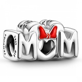 PANDORA Disney Minnie Maus Schleife & Mum Charm aus Sterling Silber, Breite: 14,7mm, 799363C01