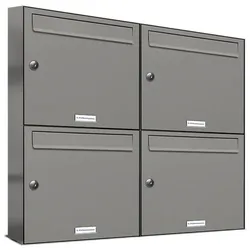 AL BRIEFKASTENSYSTEME Briefkasten, Parteien: 4, BxHxT: 76,6 x 68,4 x 11,6 cm - grau