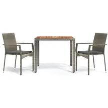 vidaXL Garten-Essgruppe 3-tlg. Grau