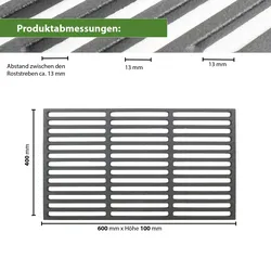 Baumarktplus Grillrost 60x40cm rechteckig emailliert Rost Grillgitter Gusseisen Grillplatte