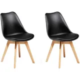 Beliani Esszimmerstuhl, Schwarz, Holz, 1-Sitzer, 47x84x43 cm, Esszimmer, Stühle, Esszimmerstühle, Vierfußstühle