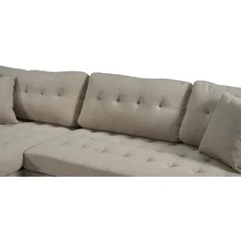 VCM ebuy24 Sofa | Bettsofa, Chaiselongsofa Rechts oder Links Gewendet mit Kissen Stoff Sandfarben