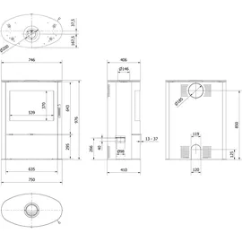 Kratki Kaminofen aus Stahl AB/S/2/ROLLO 10 kW Ø 150 - Schwarz