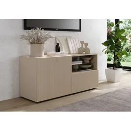 INOSIGN Lowboard INOSIGN "Rio Breite 120 cm, TV-Board 1 Tür u. 1 Schubkasten, TV-Schrank", cashmere, front mit geriffelter struktur, B:121cm H:57cm T:42cm, FSC-zertifizierter Holzwerkstoff, Sideboards, Lowboard, geriffelte MDF-Fronten, modern u.