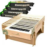 BURI 5x Öko Einweggrill Einmalgrill 100% Nachhaltig - Bio Grill rauchfrei 31 x 23,5cm Bambus Kohle und Grillrost, natürlichen Materialien,