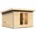 Karibu Saunahaus Mainburg 1 mit Vorraum - 38 mm naturbelassen Set B (Sauna B 2,25 x T 1,9 m mit 3 Liegen 57/52 cm) Ohne Ofen