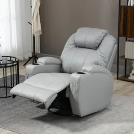 Homcom Relaxsessel Kunstleder 75 x 100 x 90 cm Grau elektrisch mit Massagefunktion