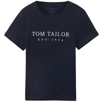 TOM TAILOR Damen T-Shirt mit Logo-Print, 10668 - Sky Captain Blue, M
