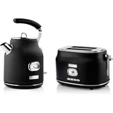 Westinghouse Retro Frühstücks-Set schwarz 2-tlg. mit 2-Schlitz Toaster