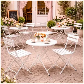 Hti-Living Gartentisch Ø 55 x 68 cm Creme/Weiß