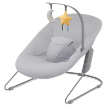 Kinderkraft Leichte Babywippe CALMEE, Babyliege mit Spielbügel, Natürliches Schaukeln, Anti-Rutsch-Elemente, Angepasster Sitz, Minimalismus, Grau