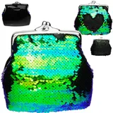 alles-meine.de GmbH große XL Spardose - Handtasche/Geldbörse - mit Schlüssel + Schloss - Clutch Tasche - Wende Pailletten - stabile Sparbüchse aus Porzellan/Keramik - Sparsch..