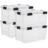 Iris Ohyama - Luftdichte Kunststoff-aufbewahrungsboxen Mit Deckel, 50l, 4er-set, Transparent, Hermetischer Wasserdichter Verschluss, Robust Schnappverschlüsse, Stapelbar, Staubschutz, Bpa-frei, Ddat-l