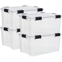 Iris Ohyama - Luftdichte Kunststoff-aufbewahrungsboxen Mit Deckel, 50l, 4er-set, Transparent, Hermetischer Wasserdichter Verschluss, Robust Schnappverschlüsse, Stapelbar, Staubschutz, Bpa-frei, Ddat-l